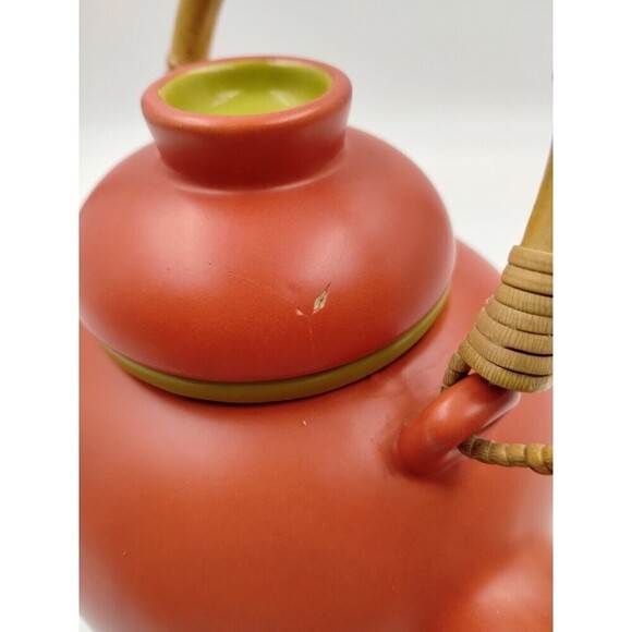 Room Creative Ceramic Green Tea Teapot w/Diffuser Wicker Handle Pink/Green - Picture 7 of 13